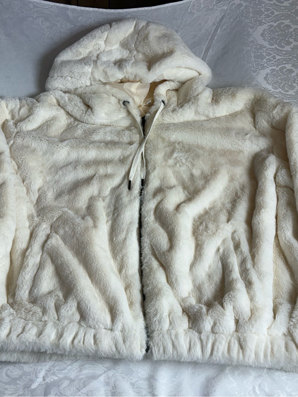 Time and Tru Cream Plush Hooded Zip Jacket size 2x